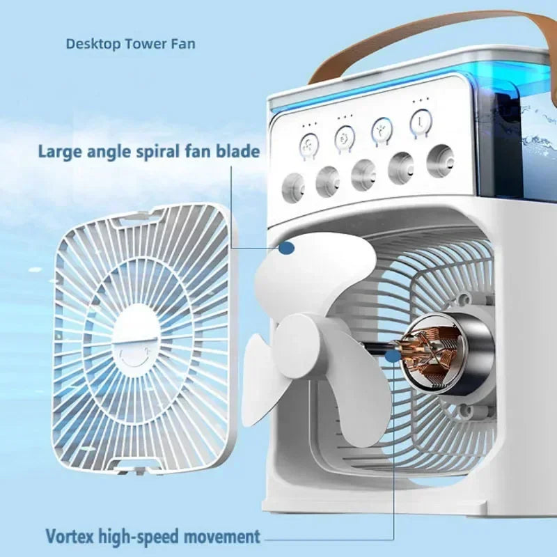 Portable humidifier fan three in one