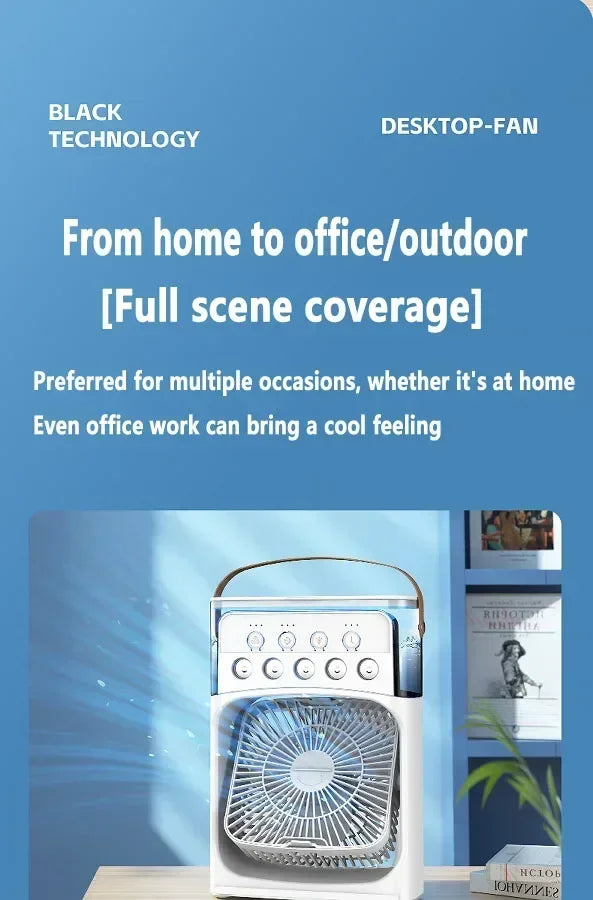 Portable humidifier fan three in one