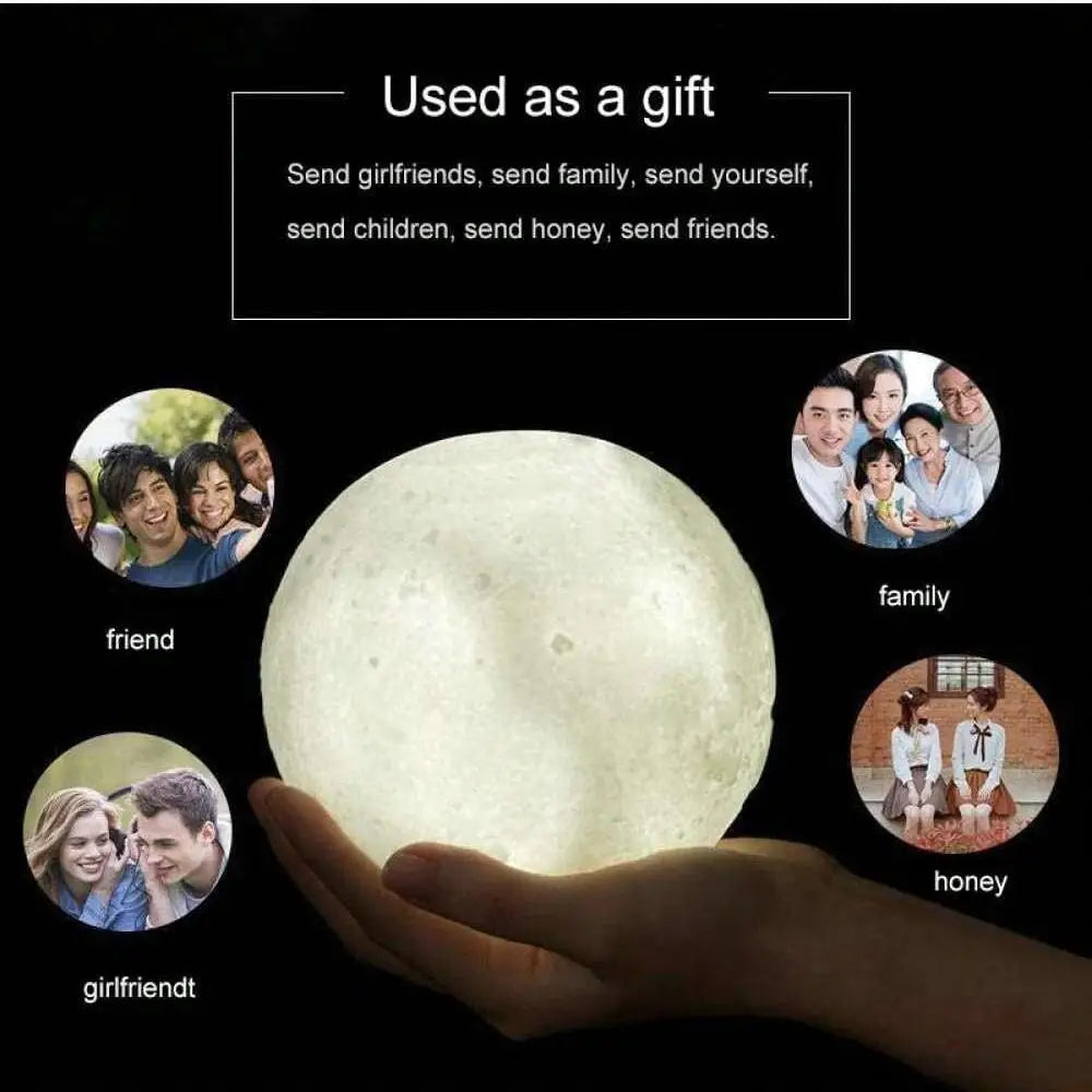 1pc 3D Moon Lamp Humidifier With Wooden Base