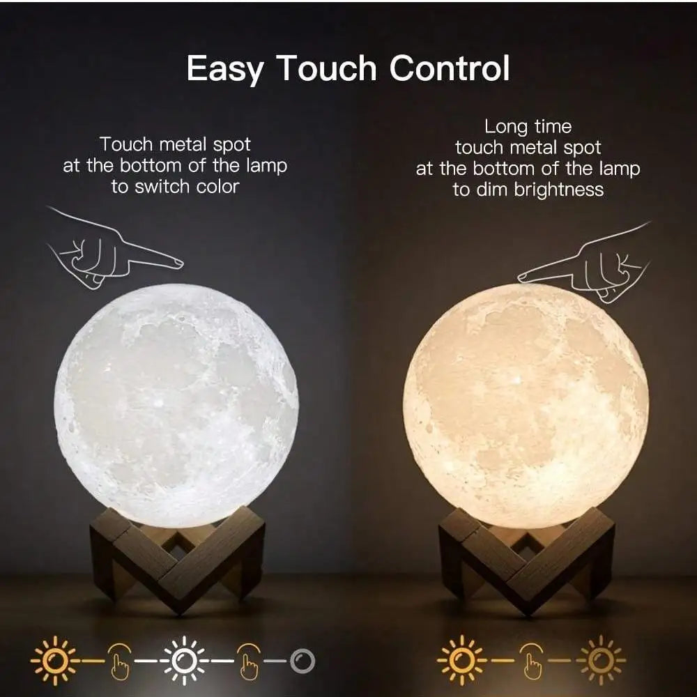 1pc 3D Moon Lamp Humidifier With Wooden Base
