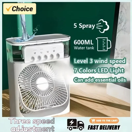 Portable humidifier fan three in one