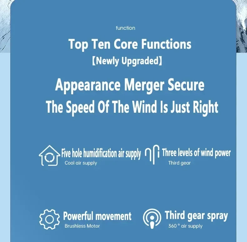 Portable humidifier fan three in one