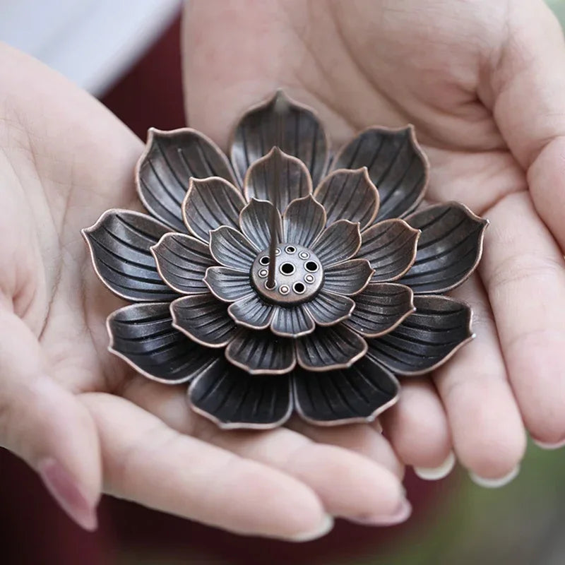 Alloy Incense Burner Stick Holder Buddhism Lotus