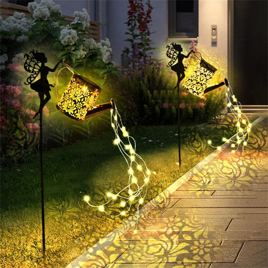 Solar Fairy Watering Can Lights Vintage Metal