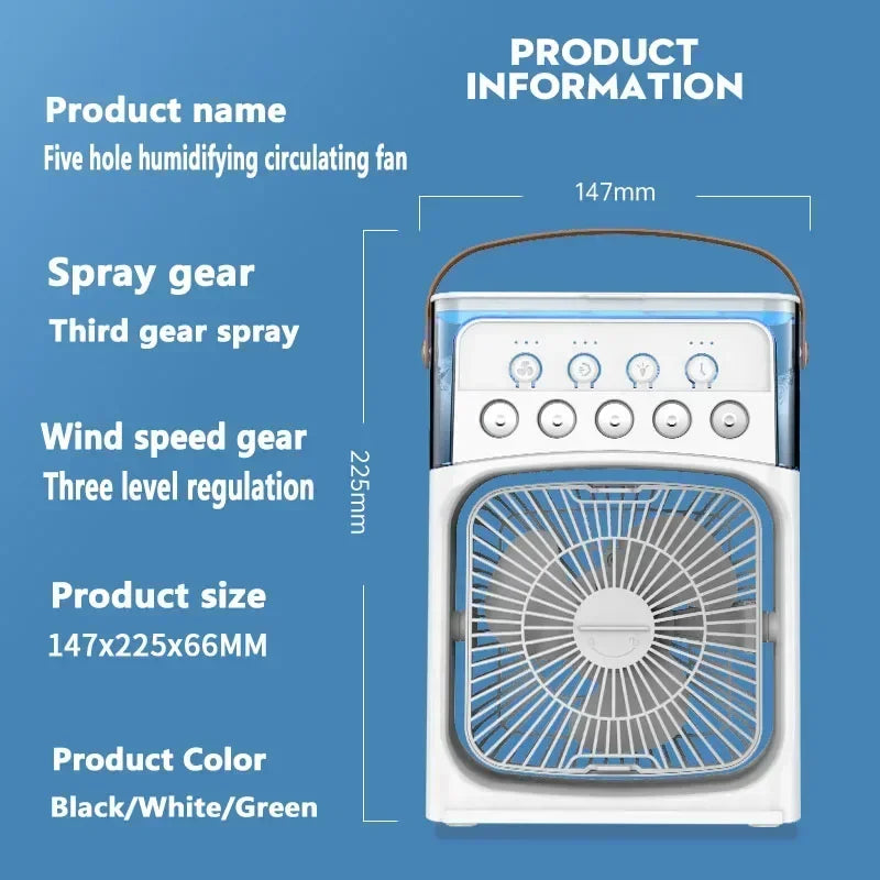 Portable humidifier fan three in one