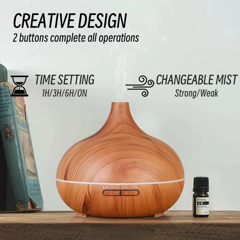 Air Humidifier Aromatherapy Essential Oil Diffuser Wood Grain