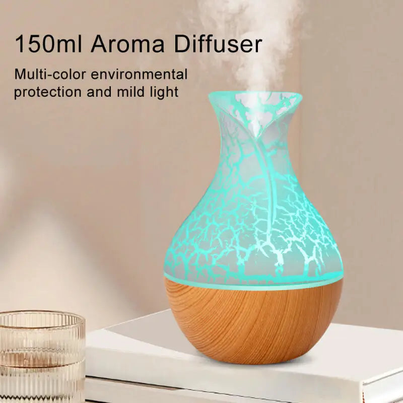 Mini USB Humidifier Wood Grain Aroma Diffuser