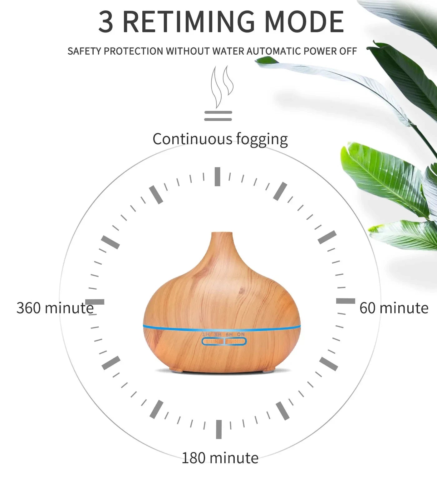 Air Humidifier Aromatherapy Essential Oil Diffuser Wood Grain