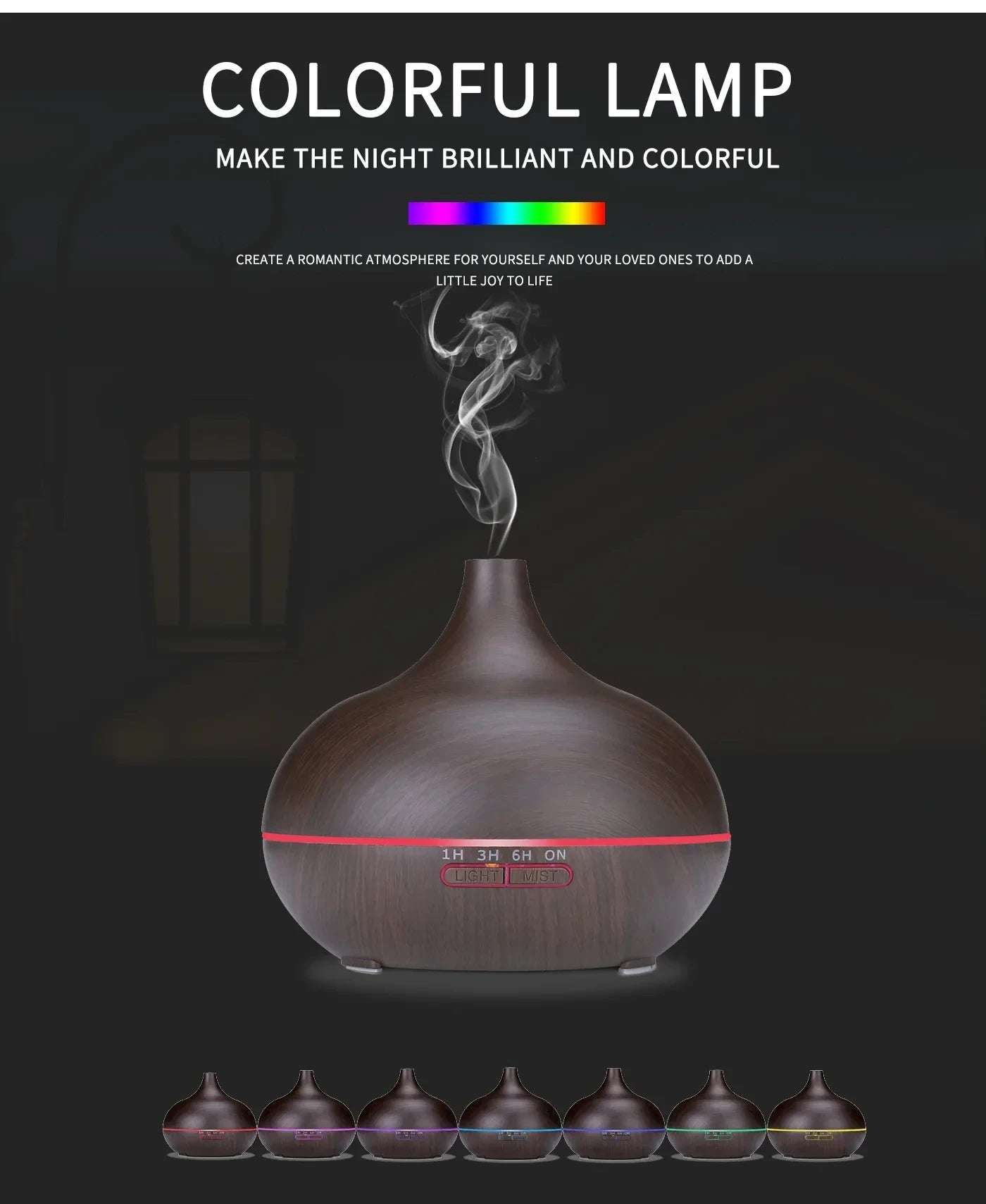 Air Humidifier Aromatherapy Essential Oil Diffuser Wood Grain