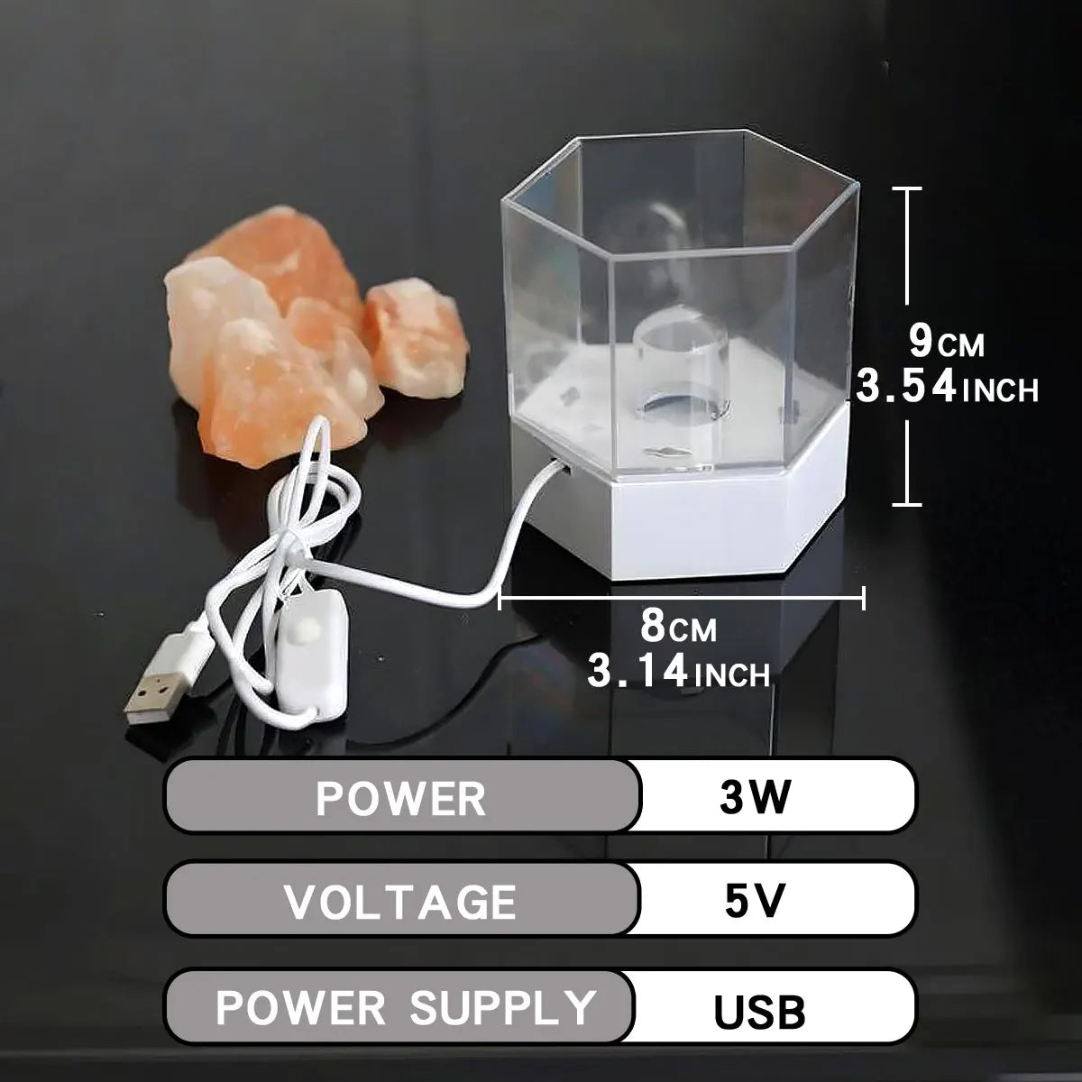 USB Desk Lamp Natural Himalayan Salt