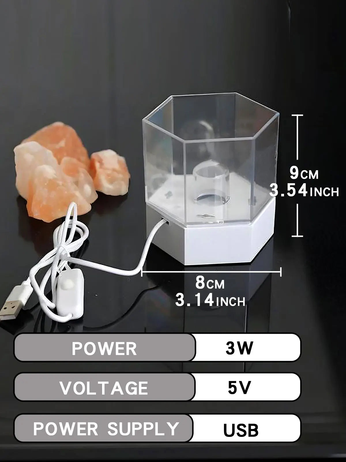 USB Desk Lamp Natural Himalayan Salt