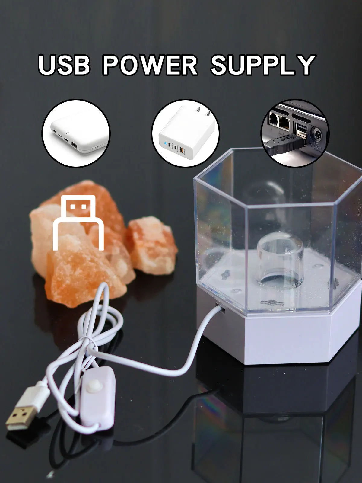 USB Desk Lamp Natural Himalayan Salt