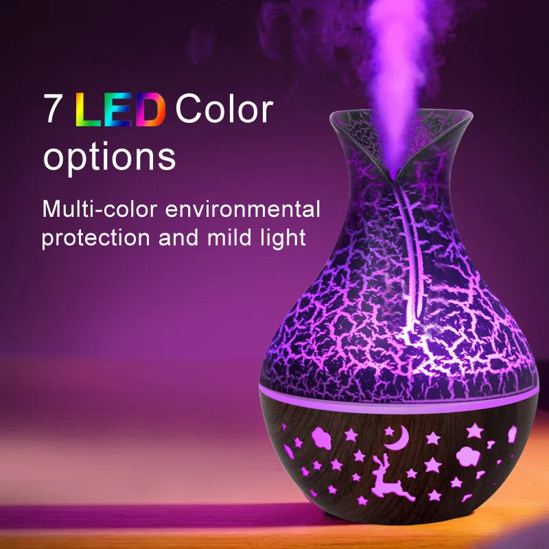 Mini USB Humidifier Wood Grain Aroma Diffuser