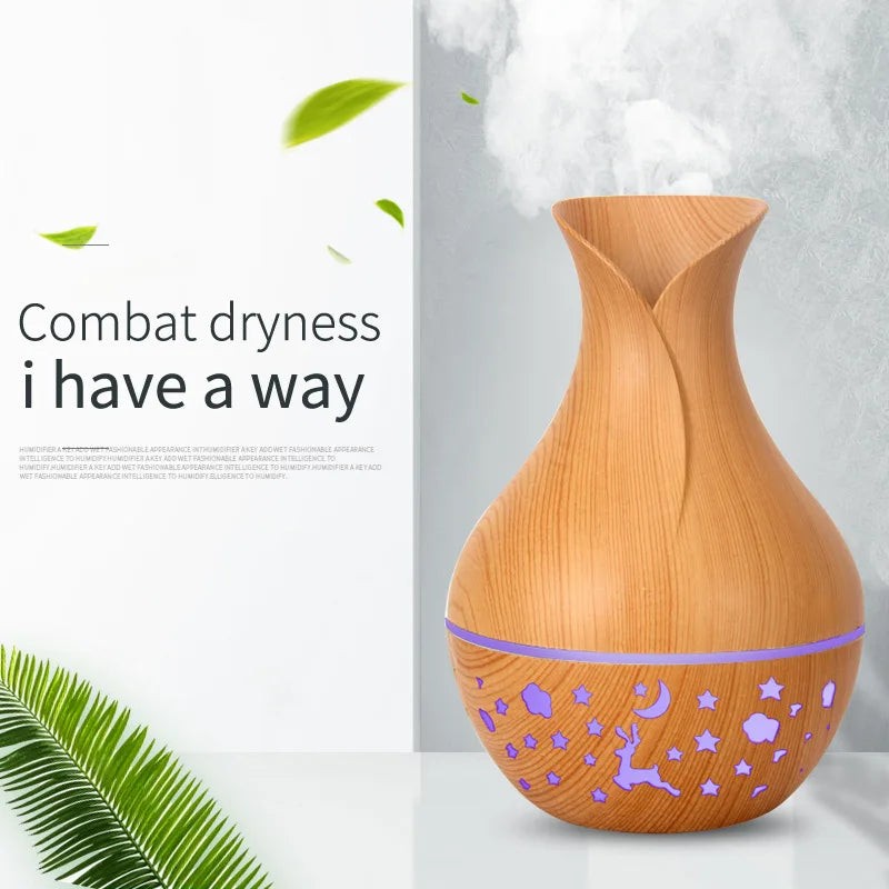 Mini USB Humidifier Wood Grain Aroma Diffuser